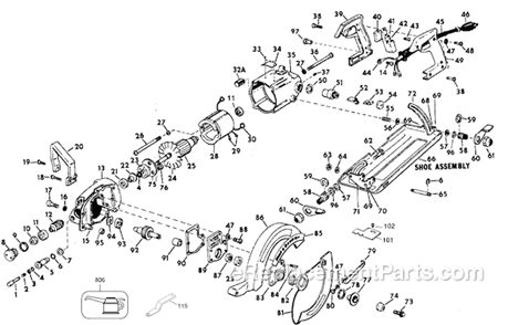 Page A Diagram and Parts List for 3052 Type 3 Black and Decker Circular Saw